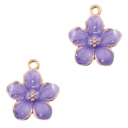 Colgantes met&aacute;licos Basic Quality flor Dorado-p&uacute;rpura