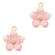 Colgantes met&aacute;licos Basic Quality flor Dorado-rosa
