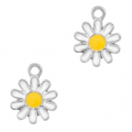 Colgantes metálicos Basic Quality flor Plateado-blanco