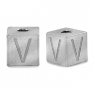 Abalorios Acero Inox letra V Plateado