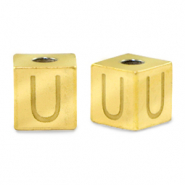 Abalorios Acero Inox letra U Dorado