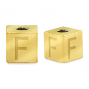 Abalorios Acero Inox letra F Dorado