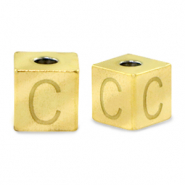 Abalorios Acero Inox letra C Dorado