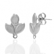 Pendientes Acero Inox &oacute;valo con anilla Plateado