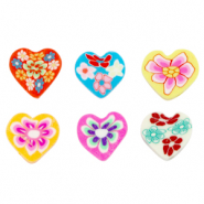 Abalorios polímero corazón flores Multicolor