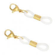 Fornituras acero inox goma para gafas con mosquetón Dorado-transparente