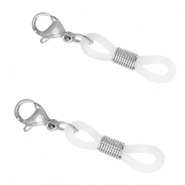 Fornituras acero inox goma para gafas con mosquetón Plateado-transparente