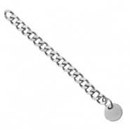 Fornituras Acero inox extención de cadena eslabón gourmet moneda 8mm Plateado
