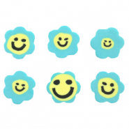 Abalorios polímero flor smiley Azul