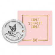 Girls Support Girls colgantes met&aacute;licos DQ entrepieza Plata vieja (sin n&iacute;quel) donaci&oacute;n del 50% a Free a Girl