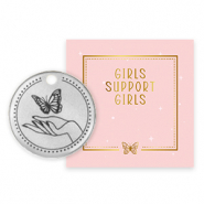 Girls Support Girls colgantes metálicos DQ Plata vieja (sin níquel) donación del 50% a Free a Girl