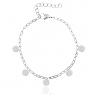 Pulseras tobillera acero inox eslabón monedas Plateado