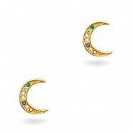 Elementos en lat&oacute;n con zirkonia arco&iacute;ris luna Dorado