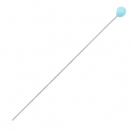 Fornituras metálicas DQ bastones cabeza bola 52mm Plata vieja-azul claro (sin níquel)