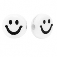 Abalorios letras acrílicas smiley Blanco-negro