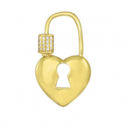 Cierre zirconia coraz&oacute;n Dorado