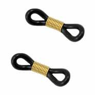 Fornituras acero inox goma para gafas Negro-dorado