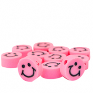 Abalorios de polímeros smiley Rosa neón