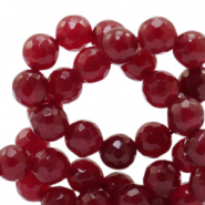 Piedras naturales 8mm Jade faceteadas Rojo burdeos