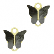 Colgantes de resina entrepieza mariposa Dorado-antracita