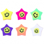 Abalorios de polímeros estrella smiley multicolor