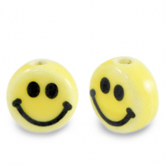 Abalorios de cerámica 8mm smiley Amarillo