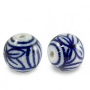 Abalorios de cerámica 11mm blanco-azul de Delft