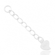 Plata 925 Fornituras extención de cadena corazón Plata
