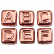 Abalorios letras acr&iacute;licas Look met&aacute;lico oro rosado