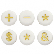 Abalorios letras acr&iacute;licas s&iacute;mbolo Blanco-dorado