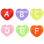 Abalorios letras acr&iacute;licas coraz&oacute;n Multicolor transparente
