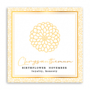 Tarjetas para joyería Flor de nacimiento Noviembre-Crisantemo Amarillo sunshine