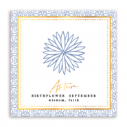 Tarjetas para joyería Flor de nacimiento Septiembre-Aster Azul suave