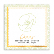 Tarjetas para joyería Flor de nacimiento Agosto-Amapola Verde claro