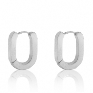 Pendientes Acero Inox ovalado Plateado