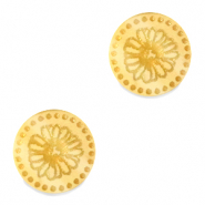 Cabuchón Plexx 12mm Flor de nacimiento Abril-Margarita Dorado