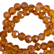 Abalorios faceteados disco 4x3mm Marr&oacute;n rojizo-revestimiento pearl shine