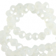 Abalorios faceteados disco 3x2mm Cristal lechoso-revestimiento pearl shine