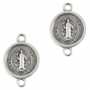 Colgantes met&aacute;licos DQ entrepieza religiosa 14mm Plata vieja (sin n&iacute;quel)