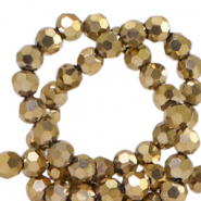 Abalorios faceteados redondos 4mm Dorado viejo metálico-revestimiento pearl shine