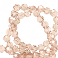 Abalorios faceteados redondos 4mm Beige latte-revestimiento pearl shine