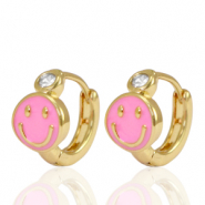 Metal TQ lat&oacute;n pendiente criolla smiley Rosa cristal-dorado
