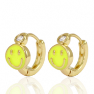 Metal TQ lat&oacute;n pendiente criolla smiley Amarillo cristal-dorado