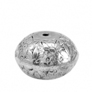 Abalorios aspecto metálico disco flor Plata vieja