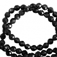Piedras naturales abalorios faceteados 3mm Negro azabache-revestimiento pearl shine