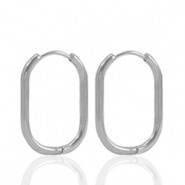 Pendientes Acero Inox criolla ovalado Plateado