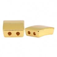Abalorios met&aacute;licos DQ duo beads rect&aacute;ngulo Dorado (sin n&iacute;quel)