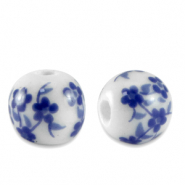 Abalorios de cerámica 6mm Blanco-azul Delfts