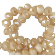 Abalorios faceteados disco 3x2mm Marr&oacute;n Chadwick-revestimiento pearl shine