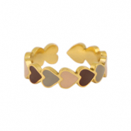 Anillos Acero Inox esmalte corazón Gris multicolor-dorado